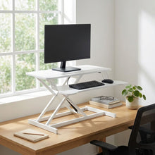 Load image into Gallery viewer, Sit-Stand Desk Converter with Keyboard Tray - White