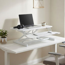 Load image into Gallery viewer, Sit-Stand Desk Converter with Keyboard Tray - White