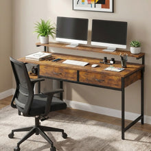 Load image into Gallery viewer, Emilio 138cm Computer Desk with 2 Drawers - Rustic Brown (0.081m3 - 22.8kg)