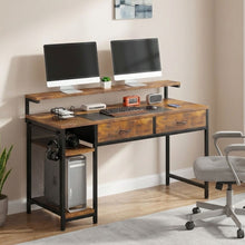 Load image into Gallery viewer, Emilio 138cm Computer Desk with 2 Drawers - Rustic Brown (0.081m3 - 22.8kg)