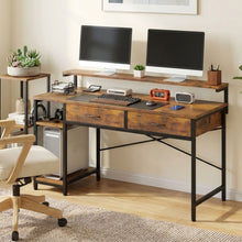 Load image into Gallery viewer, Emilio 138cm Computer Desk with 2 Drawers - Rustic Brown (0.081m3 - 22.8kg)