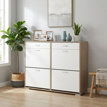 Load image into Gallery viewer, 23460-rotoroa-6-drawer-shoe-cabinet-storage-rack-oak-white--2603101