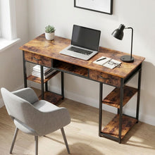 Load image into Gallery viewer, Richard 120m Computer Desk With Bookshelf - Rustic Brown