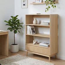 Load image into Gallery viewer, 23748-shawnee-3-tier-bookshelf-with-drawer-oak-2603111