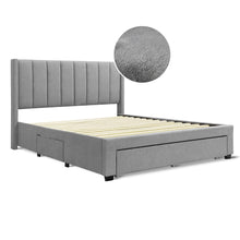 Load image into Gallery viewer, Hopkins Queen Velvet Bed Frame with Storage - Grey