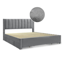 Load image into Gallery viewer, 23521-columbia-super-king-fabric-bed-frame-with-4-drawers-grey-260311
