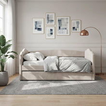 Load image into Gallery viewer, Castle Single Velvet Trundle Bed Frame - Beige