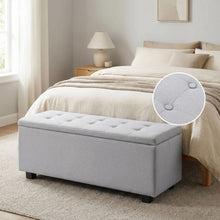 Load image into Gallery viewer, Alexander Linen Storage Ottoman Bench - Light Grey