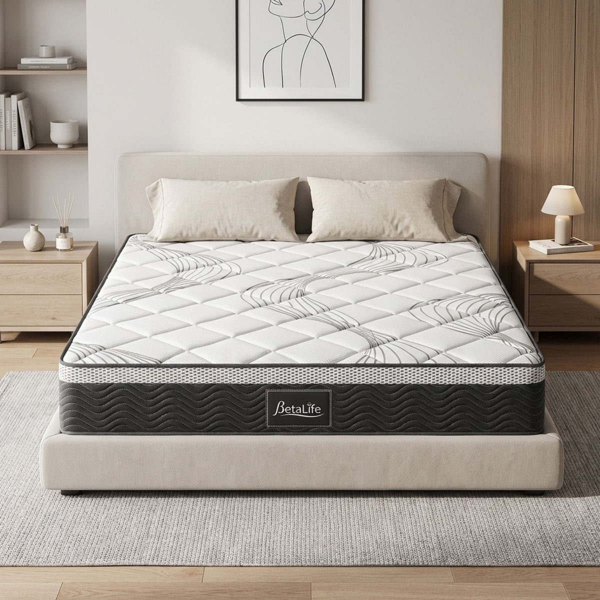 Betalife Deluxe Plus 7 Zone Support Mattress in a bedroom
