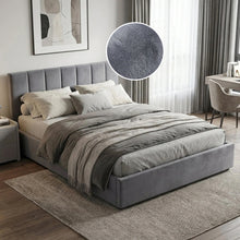 Load image into Gallery viewer, Penelope Queen Gas Lift Velvet Bed Frame - Grey