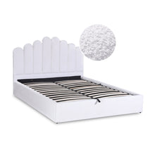 Load image into Gallery viewer, Puro Boucle Queen Gas Lift Bed Frame - White