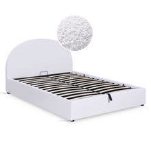 Load image into Gallery viewer, Isabella Boucle Queen Gas Lift Bed Frame - White