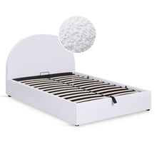 Load image into Gallery viewer, Isabella Boucle Double Gas Lift Bed Frame - White