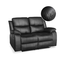 Load image into Gallery viewer, Wilson Manual 2 Seater Recliner Sofa - Black