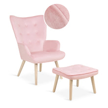 Load image into Gallery viewer, Olivia Velvet Armchair with Ottoman - Pink