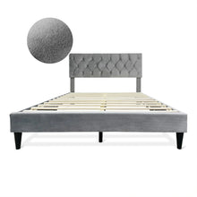 Load image into Gallery viewer, Rila Double Velvet Bed Frame - Grey