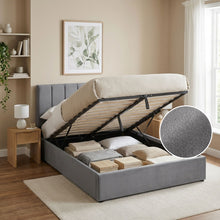 Load image into Gallery viewer, Penelope Double Gas Lift Velvet Bed Frame - Grey