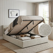 Load image into Gallery viewer, Maro Queen Gas Lift Bed Frame - Linen Beige