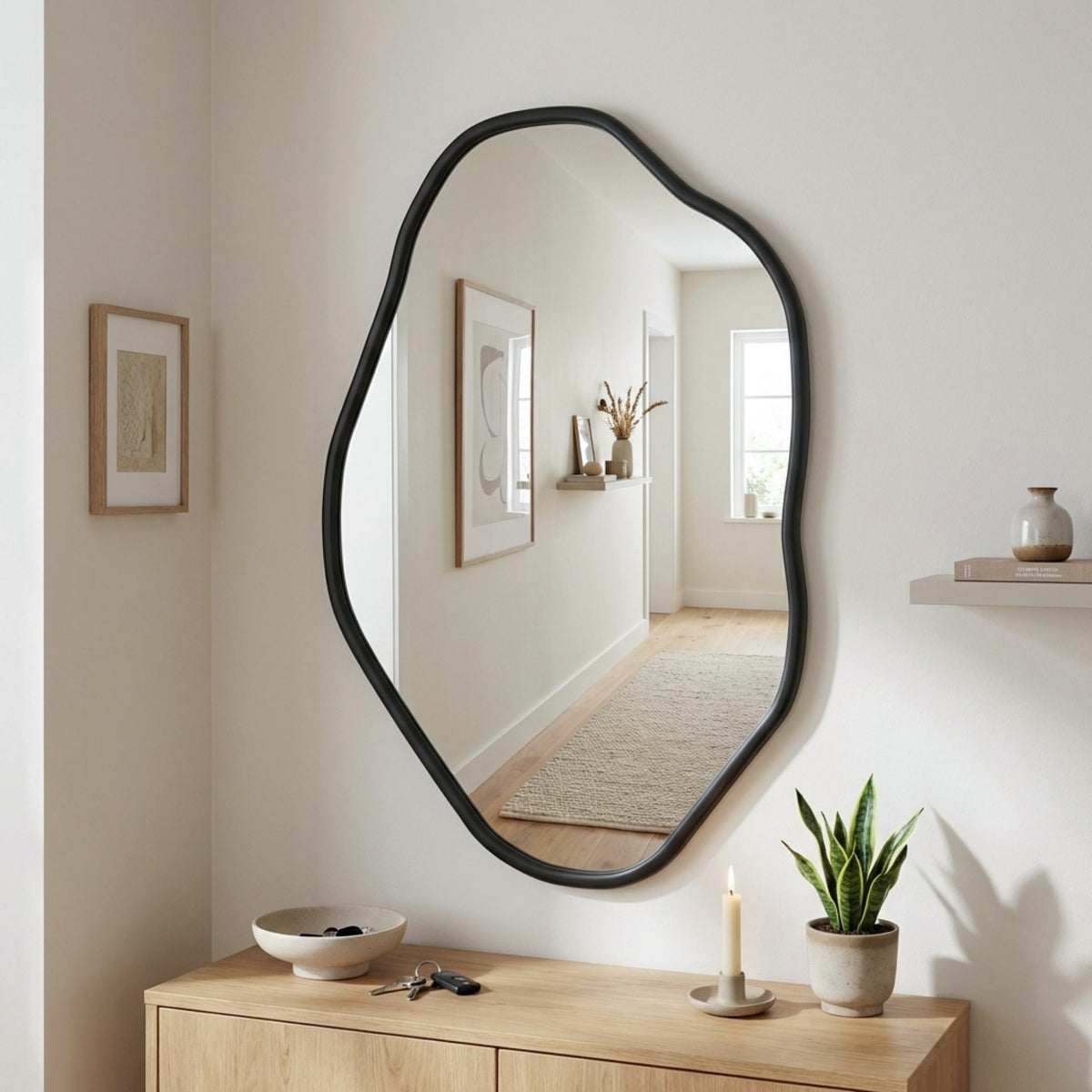 Moro Freeform Wall Mirror 91CM - Black