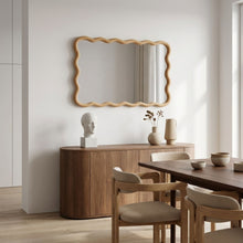 Load image into Gallery viewer, 24425-ripple-wavy-wooden-wall-mirror-91cm-warm-walnut-2603274