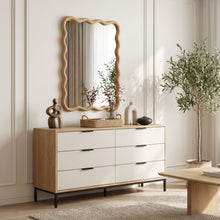 Load image into Gallery viewer, 24425-ripple-wavy-wooden-wall-mirror-91cm-warm-walnut-2603273