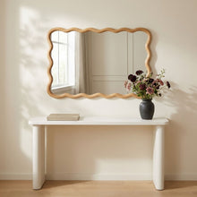Load image into Gallery viewer, 24425-ripple-wavy-wooden-wall-mirror-91cm-warm-walnut-2603277