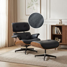 Load image into Gallery viewer, Veylo PU Armchair With Ottoman - Black &amp; Walnut