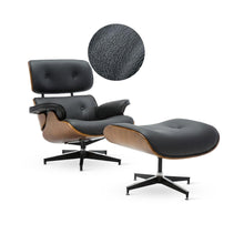 Load image into Gallery viewer, Veylo PU Armchair With Ottoman - Black &amp; Walnut