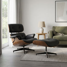 Load image into Gallery viewer, Veylo PU Armchair With Ottoman - Black &amp; Walnut