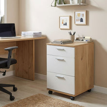 Load image into Gallery viewer, Nakia 3 Drawer Filing Cabinet - Oak+White