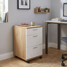 Load image into Gallery viewer, Nakia 3 Drawer Filing Cabinet - Oak+White