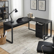 Load image into Gallery viewer, Nakia Corner Desk With Filing Cabinet Set - Black