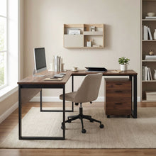 Load image into Gallery viewer, Nakia Corner Desk With Filing Cabinet Set - Walnut