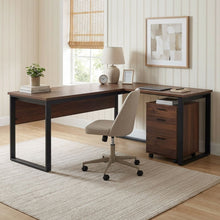 Load image into Gallery viewer, Nakia Corner Desk With Filing Cabinet Set - Walnut