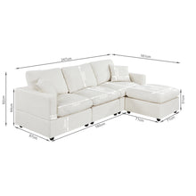 Load image into Gallery viewer, Hexham 3 Seater Modular Sofa with Ottoman - Linen Cream