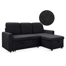 Load image into Gallery viewer, Amy 3 Seater Sofa Bed with Storage - Black