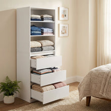 Load image into Gallery viewer, Payette 3 Drawer &amp; Shelf Wardrobe - White
