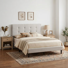Load image into Gallery viewer, Mitre Double Fabric Bed Frame - Stone