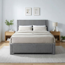 Load image into Gallery viewer, Gower Double Fabric Bed Frame with 4 Drawers - Grey
