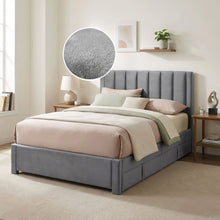 Load image into Gallery viewer, Columbia Double Fabric Bed Frame with 4 Drawers - Grey