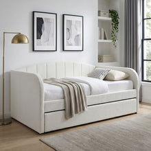 Load image into Gallery viewer, 23188-majura-boucle-single-trundle-bed-frame-cream-2604083