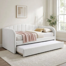 Load image into Gallery viewer, 23188-majura-boucle-single-trundle-bed-frame-cream-2604085