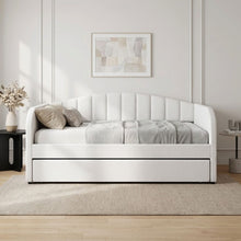 Load image into Gallery viewer, 23188-majura-boucle-single-trundle-bed-frame-cream-2604086