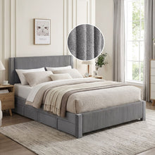 Load image into Gallery viewer, 23517-gower-queen-fabric-bed-frame-with-4-drawers-grey-2604088