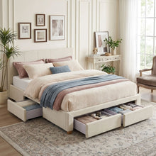 Load image into Gallery viewer, Aure Queen Bed Frame with 4 Drawers - Beige