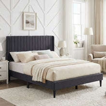 Load image into Gallery viewer, Simien Queen Fabric Bed Frame - Mid Grey