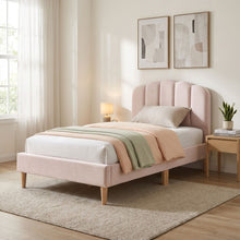 Load image into Gallery viewer, Daisy Velvet Single Bed Frame - Champagne Pink