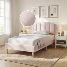 Load image into Gallery viewer, Daisy Velvet Single Bed Frame - Champagne Pink