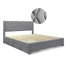 Load image into Gallery viewer, 23524-haydon-super-king-fabric-bed-frame-with-4-drawers-light-grey-2604091
