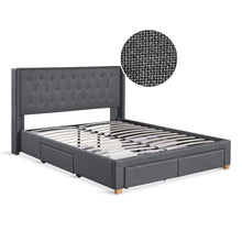 Load image into Gallery viewer, Sereno Queen Bed Frame with 4 Drawers - Dark Grey